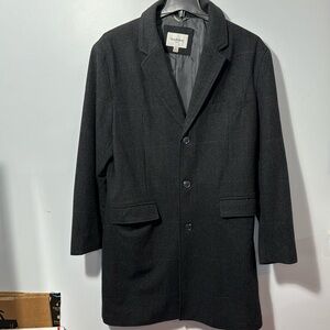 Goodfellow & Co Black‎ Plaid Wool Blend Overcoat in Size L